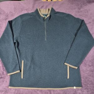 Life Is Good Men's Sweater 2XL Green Knit Fleece Long Sleeve 1/2 Zip Pullover